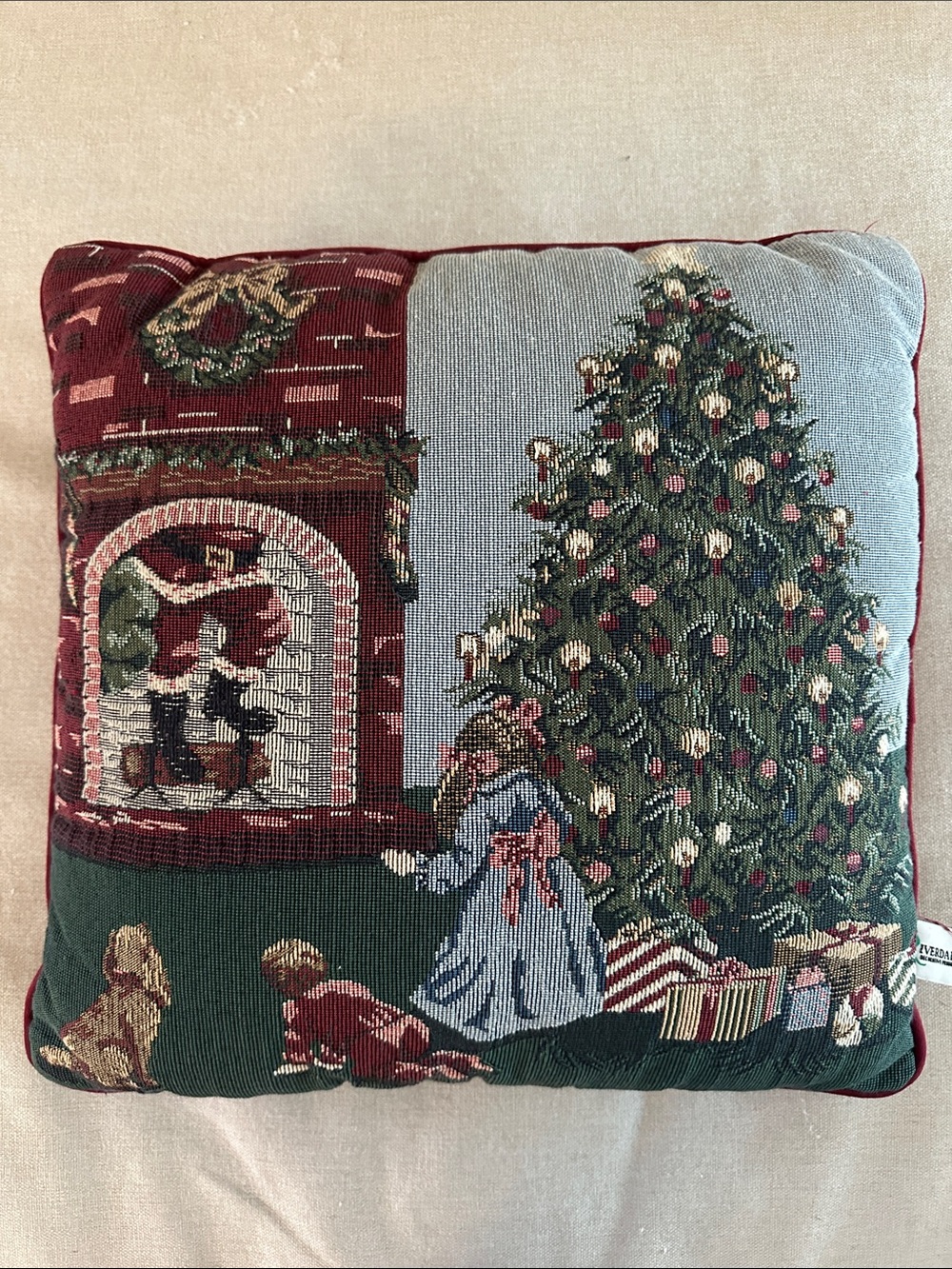 Vintage Tapestry Christmas Pillow
